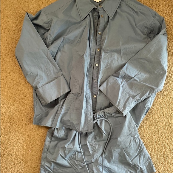 Song of Style Blue Oversized Notched Collar Shirt - Picture 5 of 5